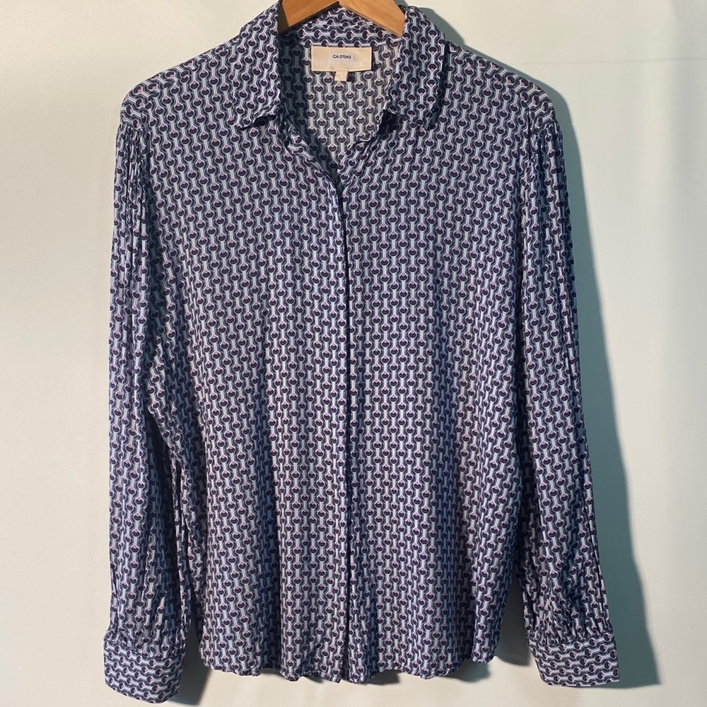 Grand & Greene Navy and lilac Patterned Shirt